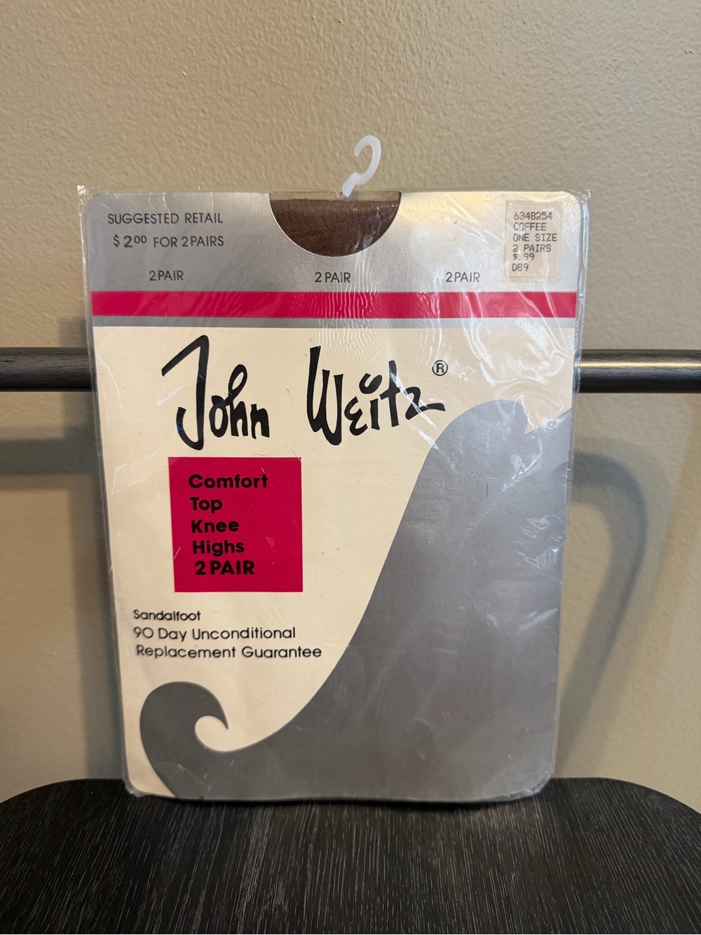 Vintage John Weitz Knee Highs 2 Pair Coffee Brown Sandalfoot NOS